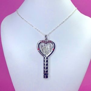 Heart Key 2 London Eye Reversible Necklace Repurposed Keychain Faux Whistle